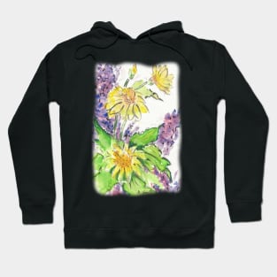 Yellow Purple and Green Flowers Hoodie